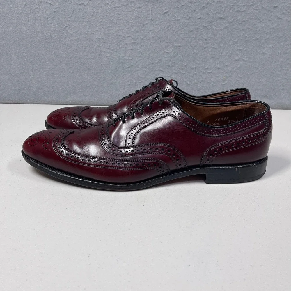 Allen Edmonds Shoes Mens Size 14B McAllister Wingtip Oxford Burgundy Leather